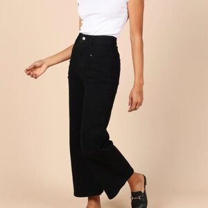Petal & Pup Georgette Black High Waisted Straight Wide Leg Jeans Medium 8